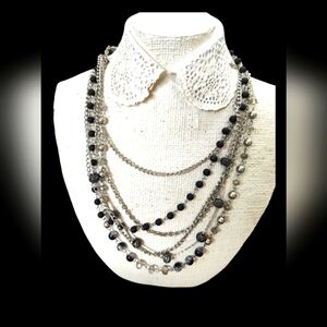 NWOT Silver & Black 5-strand necklace